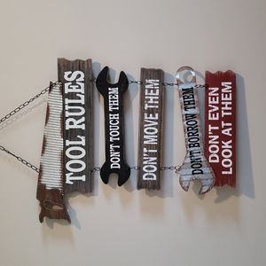 NWT Spring Shop Tool Rules Wall Hanging Sign